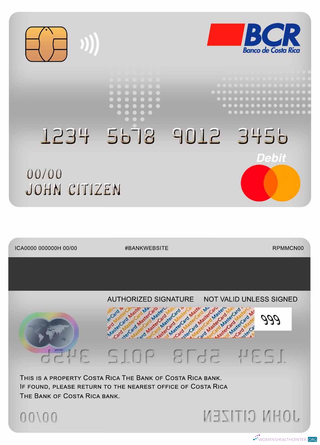 Download Costa Rica The Bank of Costa Rica bank master debit card Photoshop template